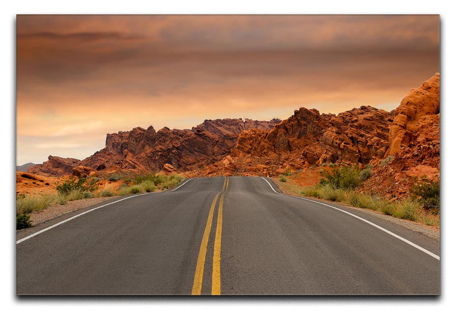 Red Sunset Mountains Print - Canvas Art Rocks - 1