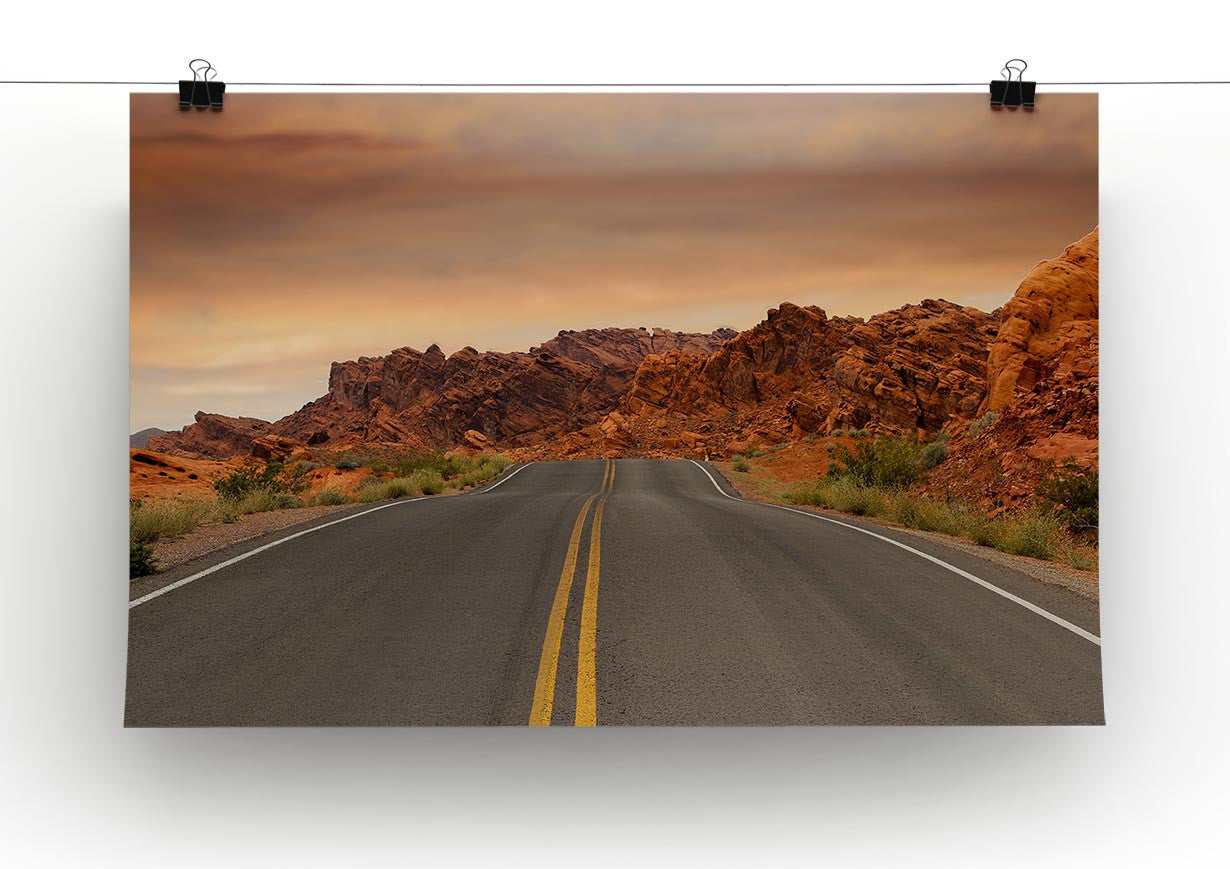 Red Sunset Mountains Print - Canvas Art Rocks - 2