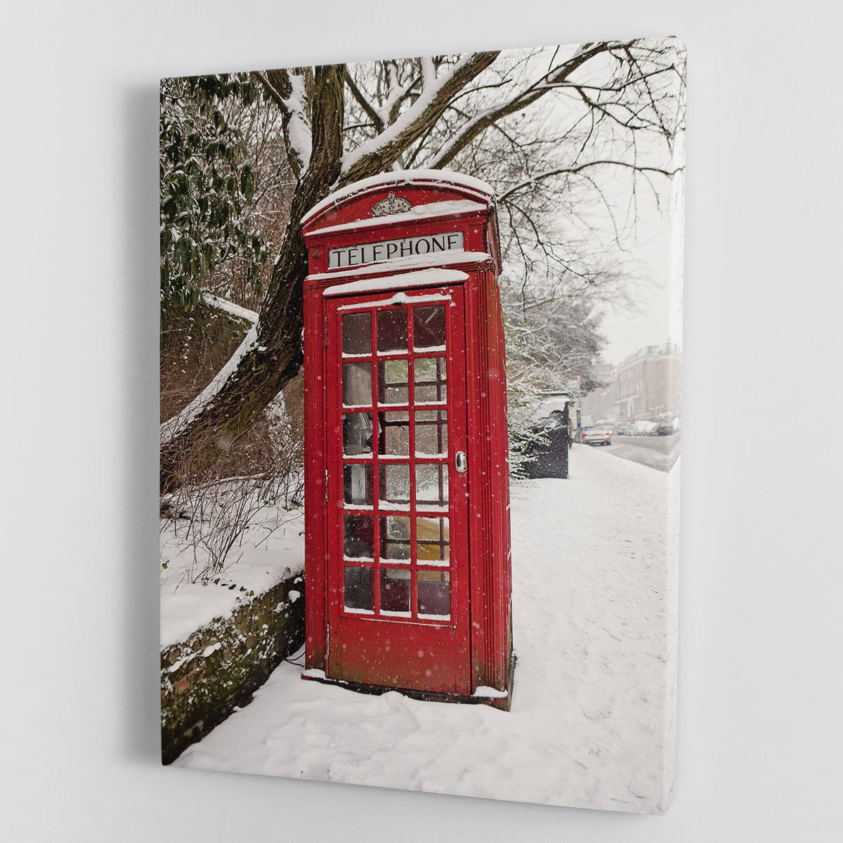 Red Telephone Box in the Snow Canvas Print or Poster