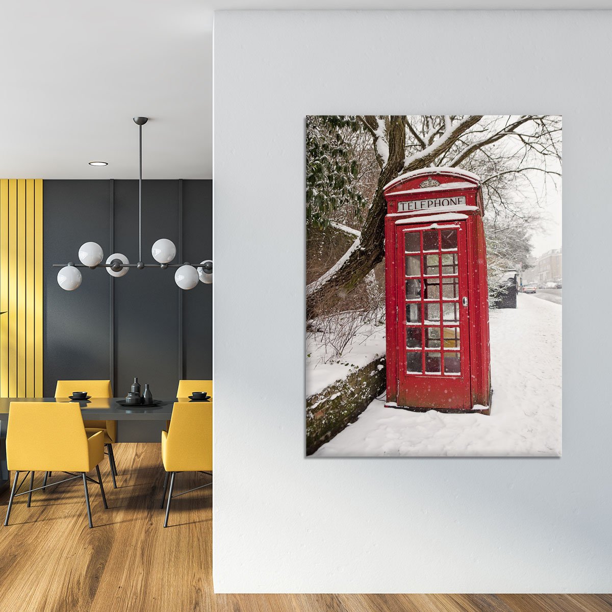 Red Telephone Box in the Snow Canvas Print or Poster
