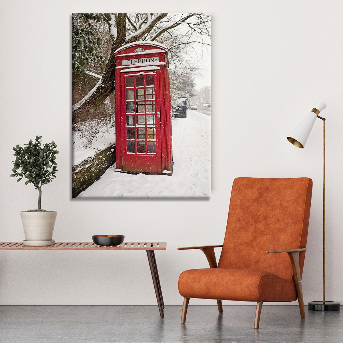 Red Telephone Box in the Snow Canvas Print or Poster