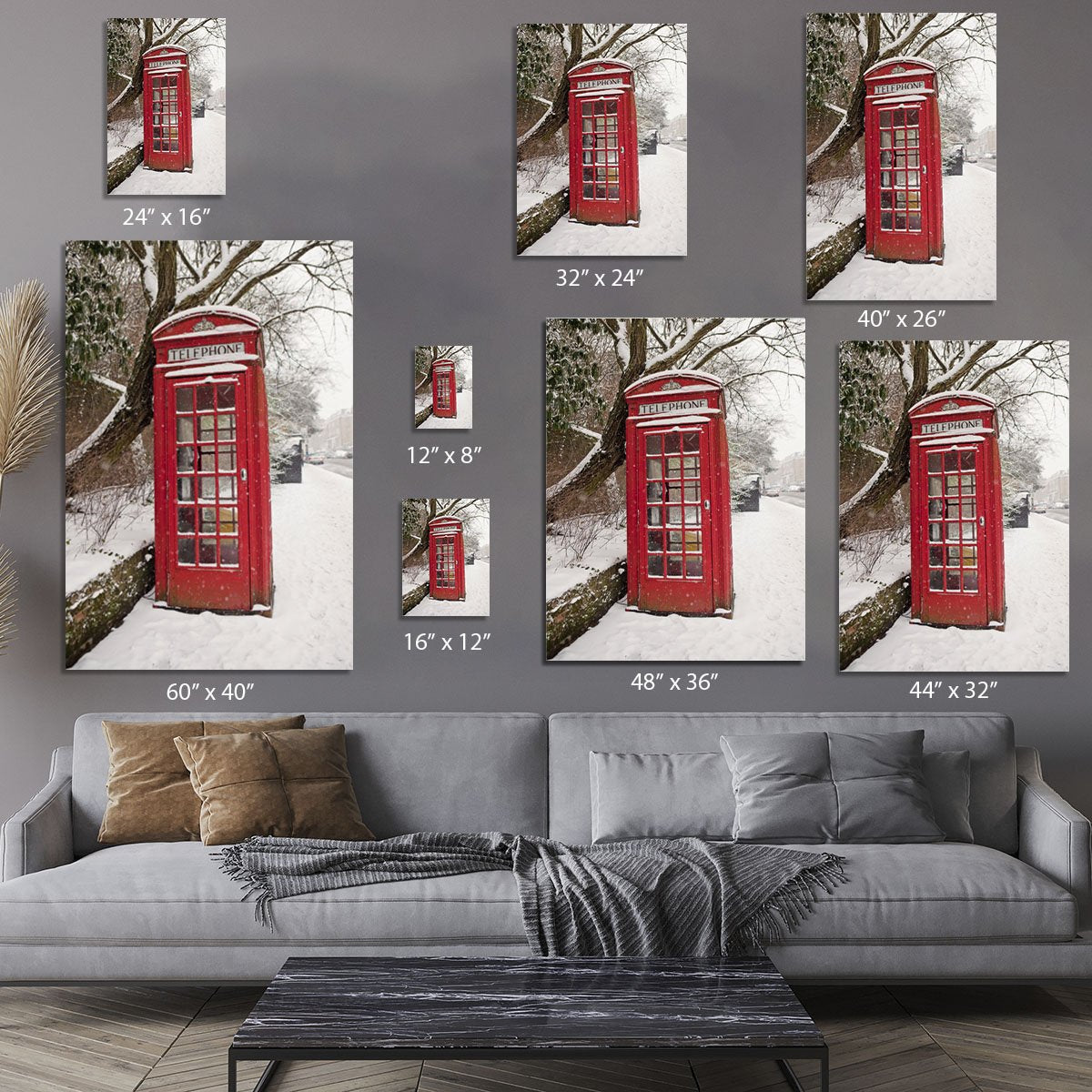Red Telephone Box in the Snow Canvas Print or Poster