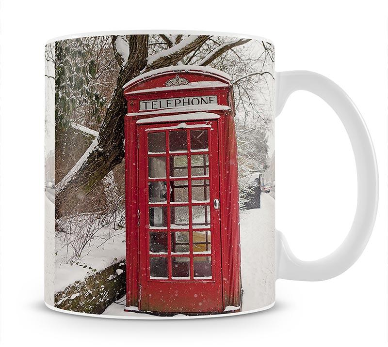 Red Telephone Box in the Snow Mug - Canvas Art Rocks - 1