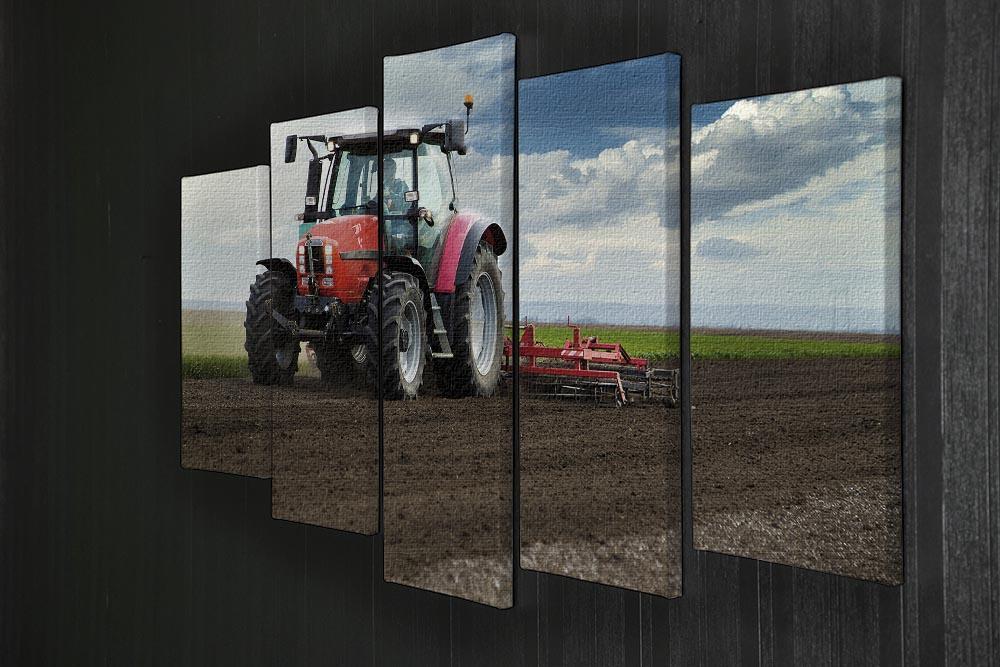 Red Tractor 5 Split Panel Canvas  - Canvas Art Rocks - 2