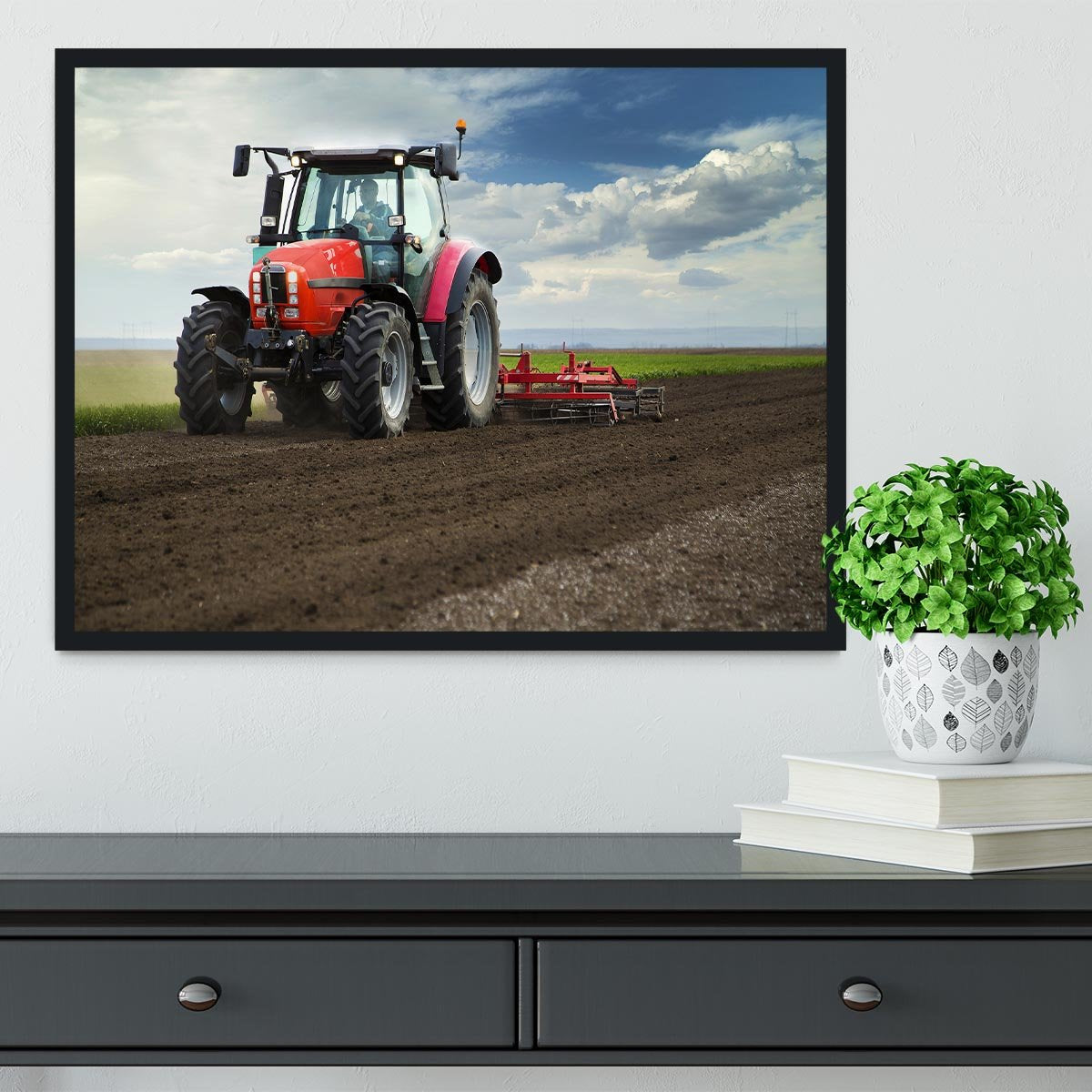 Red Tractor Framed Print - Canvas Art Rocks - 2