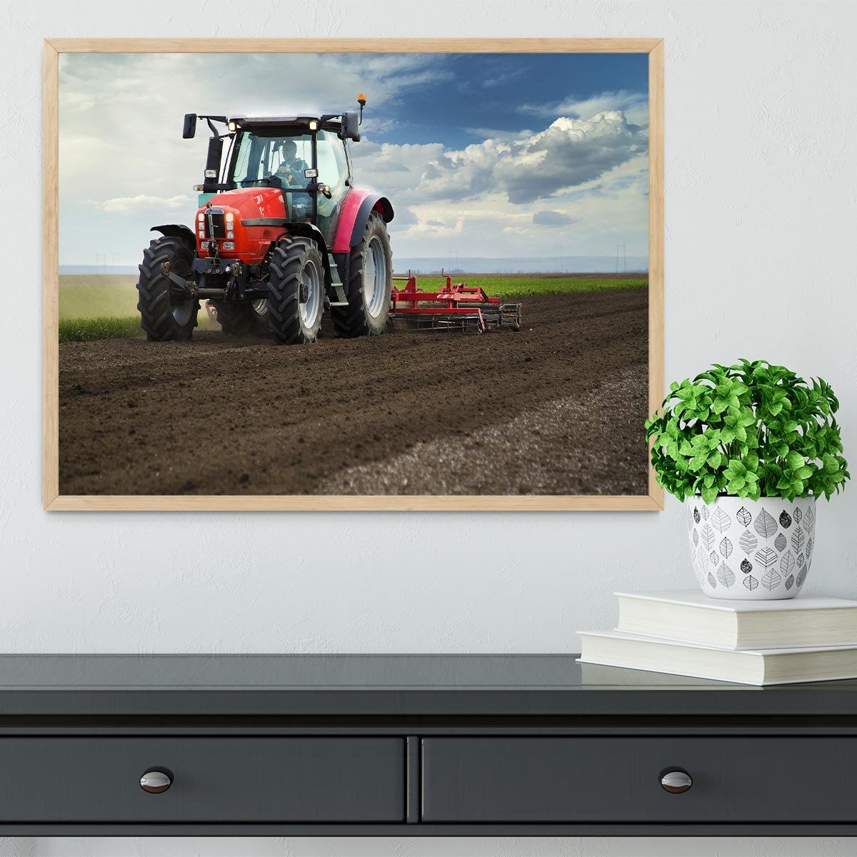 Red Tractor Framed Print - Canvas Art Rocks - 4