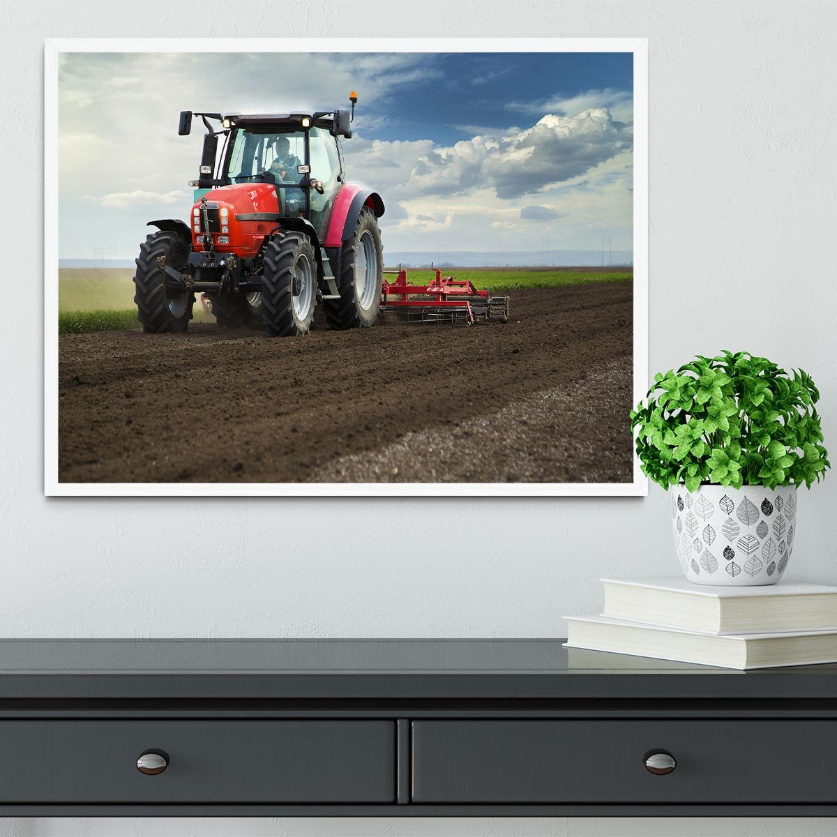 Red Tractor Framed Print - Canvas Art Rocks -6