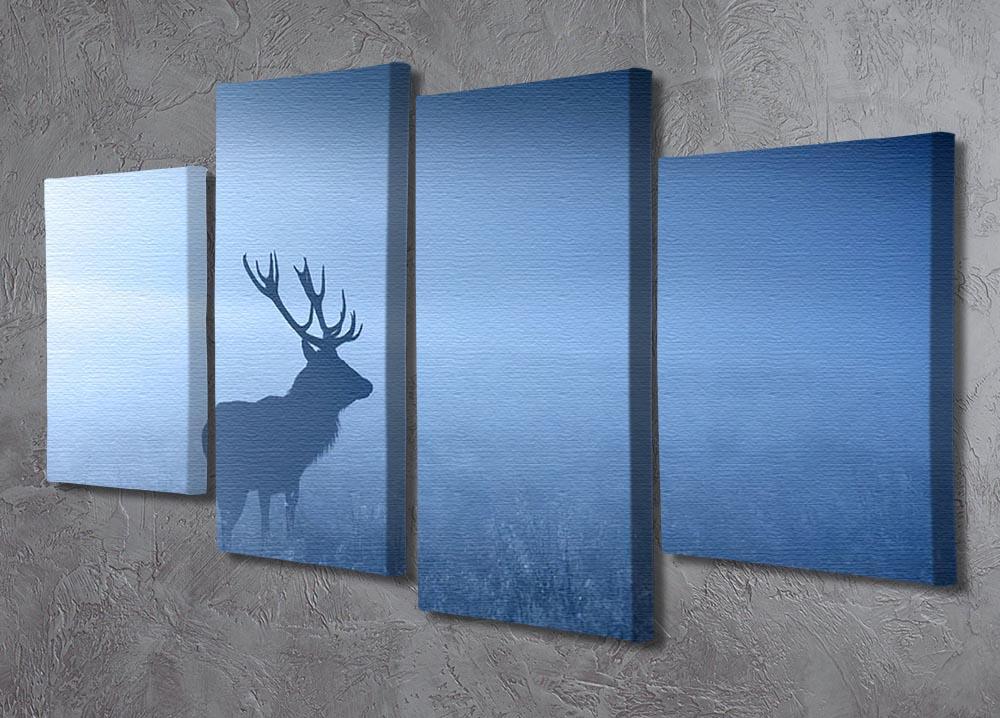 Red deer stag silhouette 4 Split Panel Canvas - Canvas Art Rocks - 2