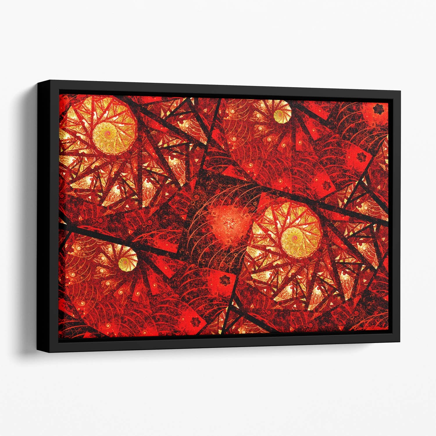 Red fiery glowing spiral Floating Framed Canvas