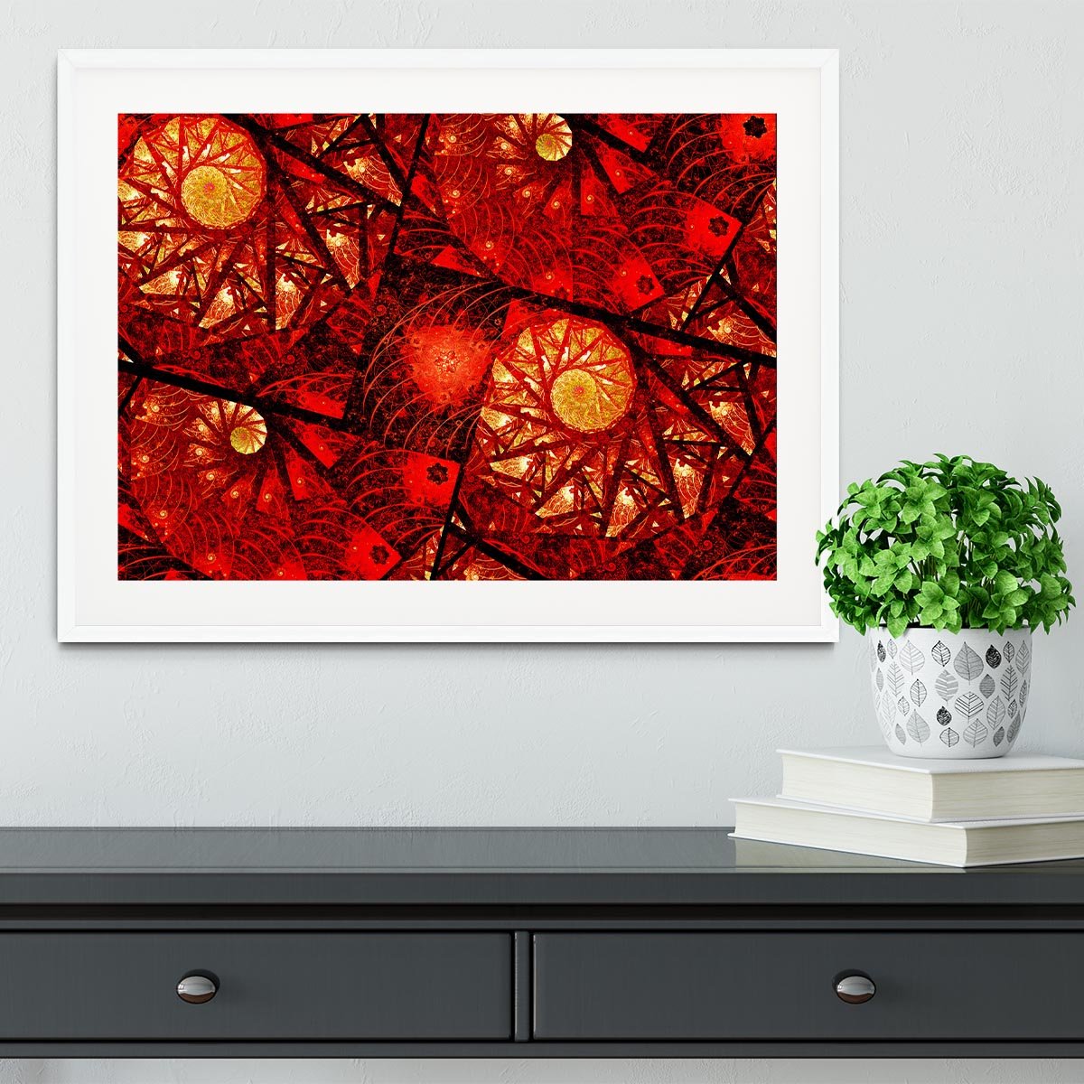 Red fiery glowing spiral Framed Print - Canvas Art Rocks - 5