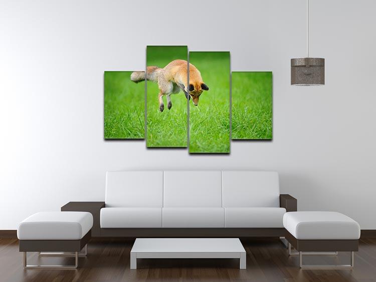 Red fox on hunt 4 Split Panel Canvas - Canvas Art Rocks - 3