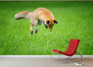 Red fox on hunt Wall Mural Wallpaper - Canvas Art Rocks - 2
