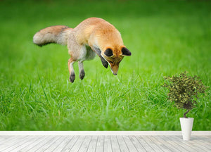 Red fox on hunt Wall Mural Wallpaper - Canvas Art Rocks - 4