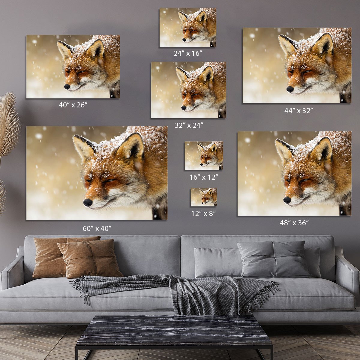 Red fox winter portrait Canvas Print or Poster
