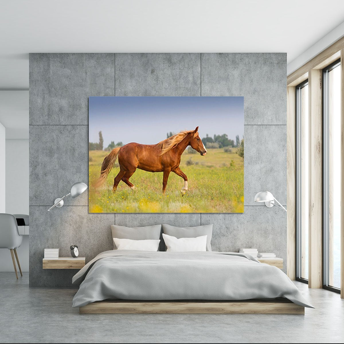 Red horse with long mane Canvas Print or Poster