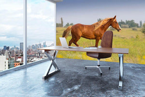 Red horse with long mane Wall Mural Wallpaper - Canvas Art Rocks - 3
