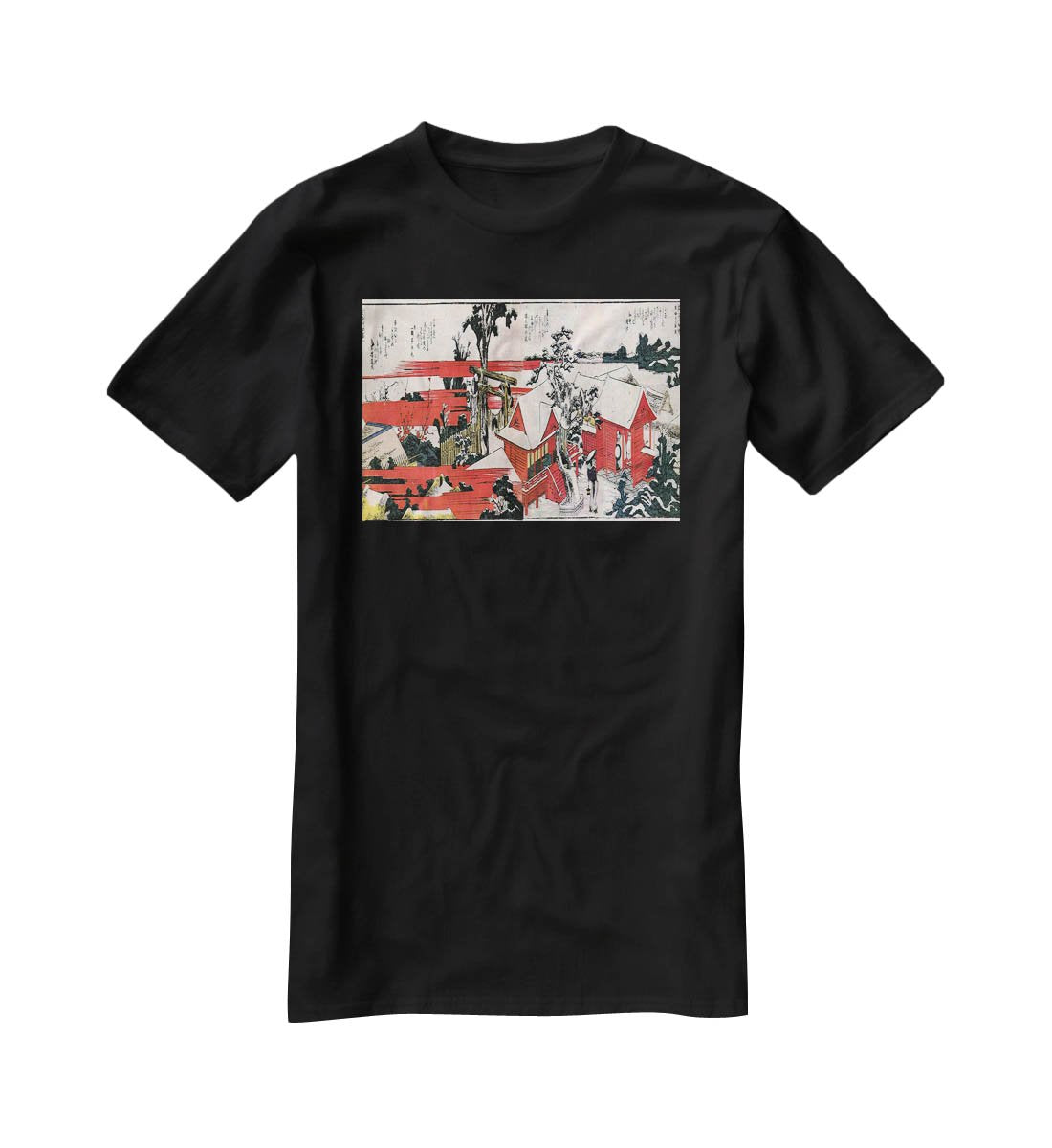 Red houses by Hokusai T-Shirt - Canvas Art Rocks - 1
