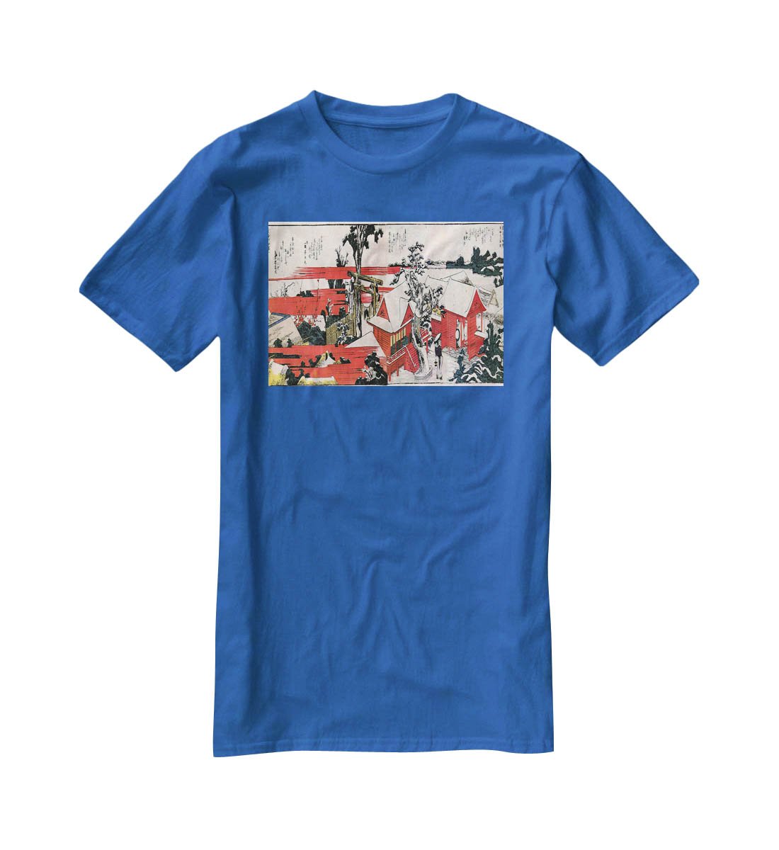 Red houses by Hokusai T-Shirt - Canvas Art Rocks - 2