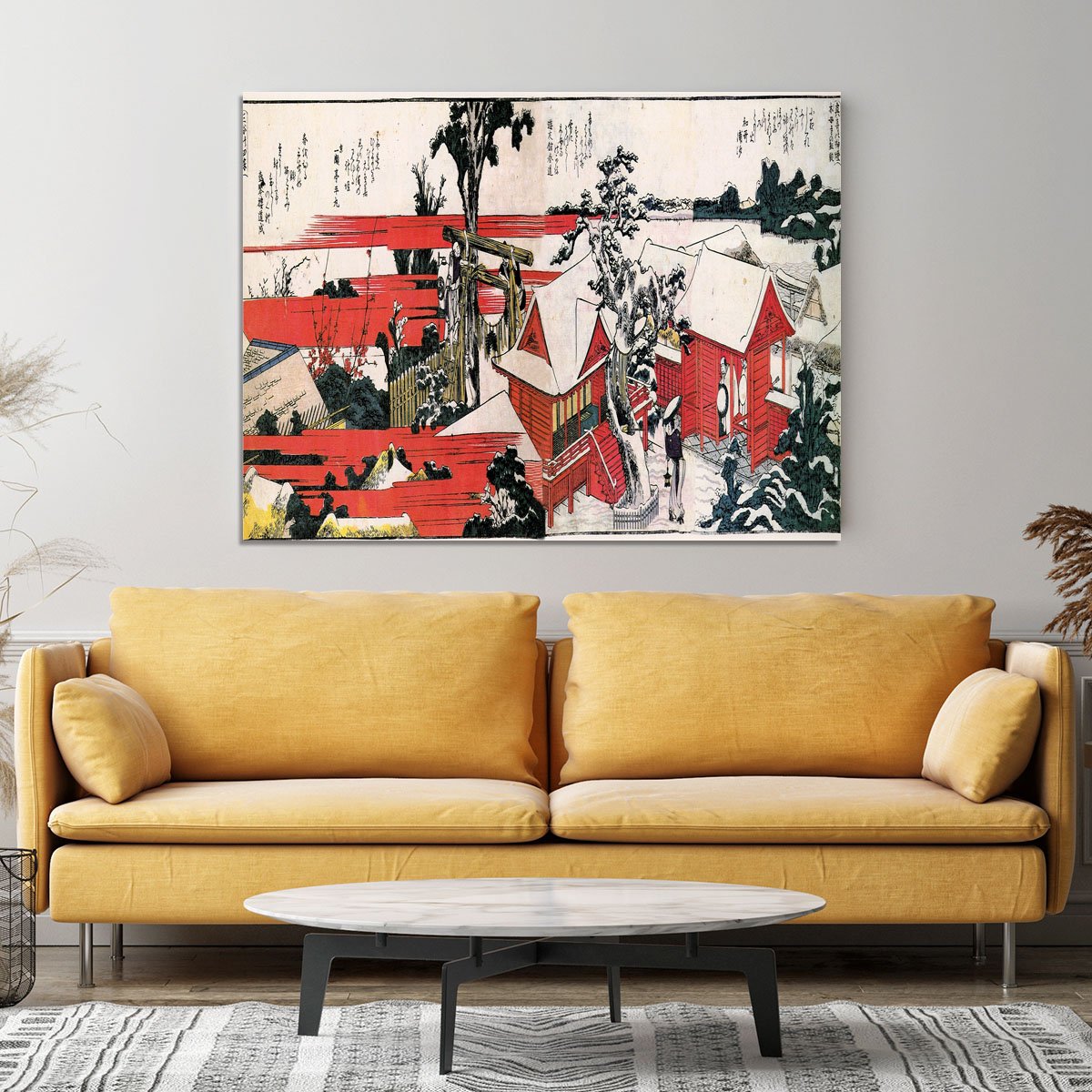 Red houses by Hokusai Canvas Print or Poster