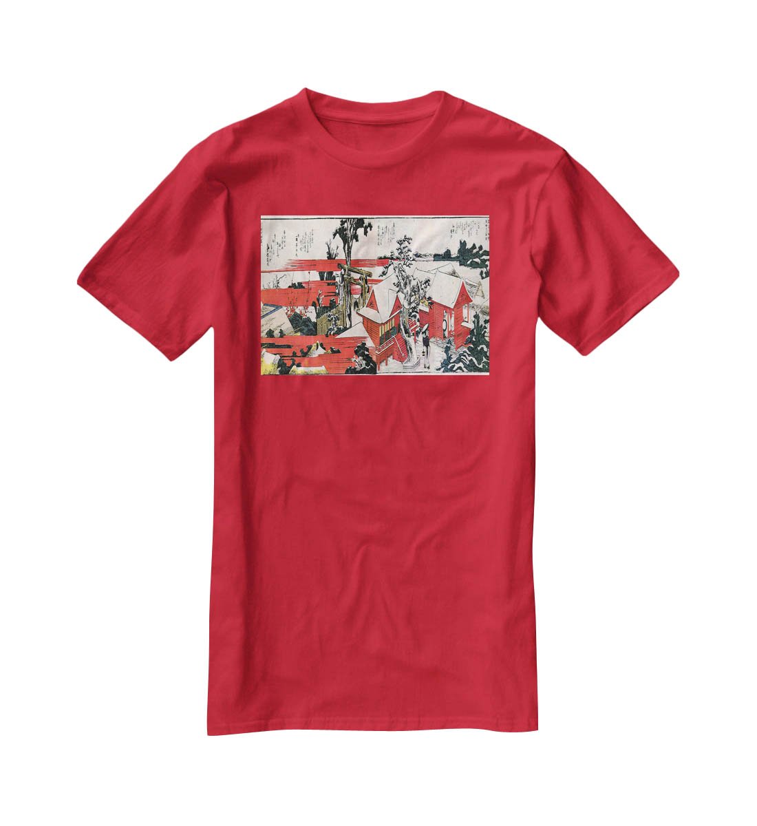 Red houses by Hokusai T-Shirt - Canvas Art Rocks - 4