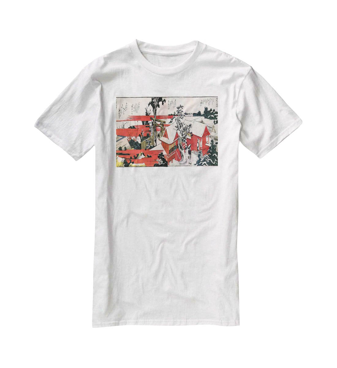 Red houses by Hokusai T-Shirt - Canvas Art Rocks - 5