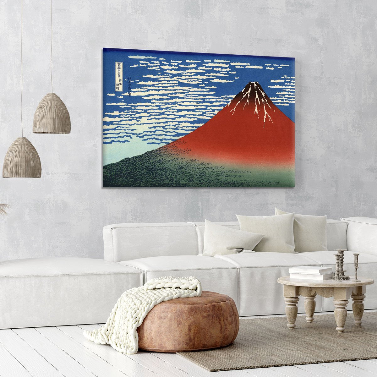 Red southern wind on Fiji on a clear morning by Hokusai Canvas Print or Poster