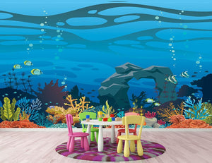 Reef with fish and stone arch Wall Mural Wallpaper - Canvas Art Rocks - 2