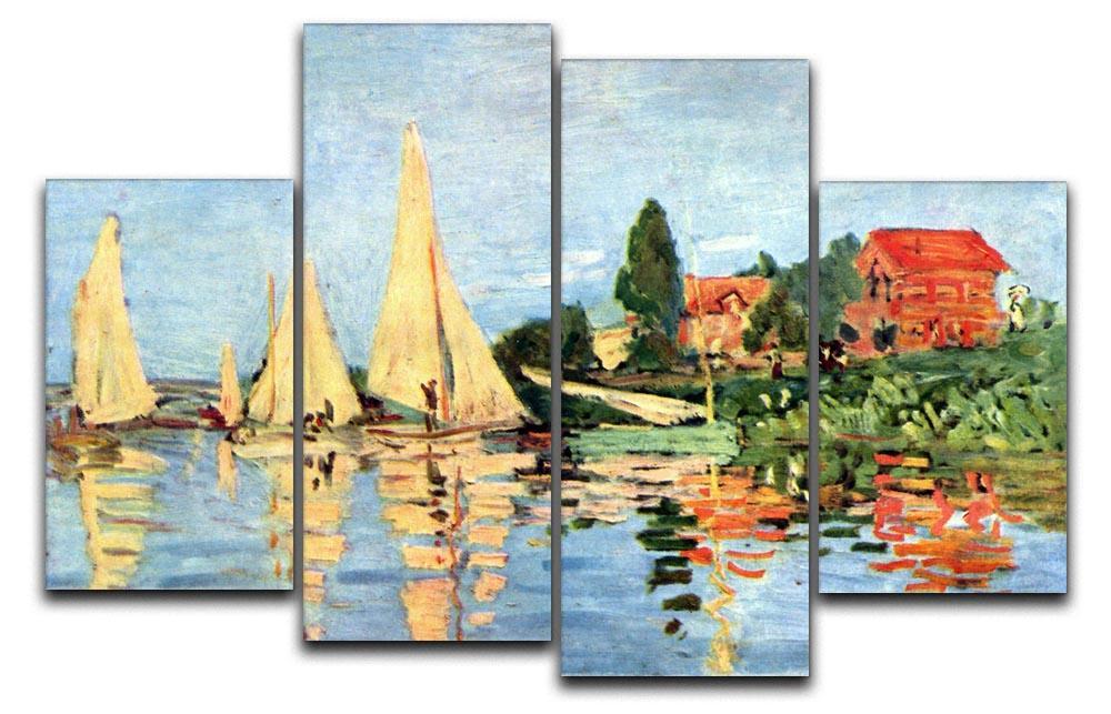 Regatta at Argenteuil by Monet 4 Split Panel Canvas  - Canvas Art Rocks - 1