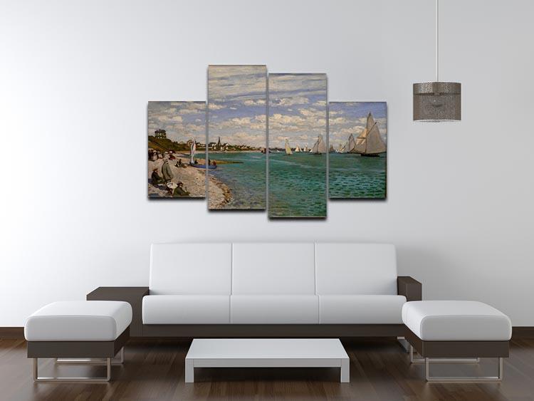 Regatta at St. Adresse by Monet 4 Split Panel Canvas - Canvas Art Rocks - 3