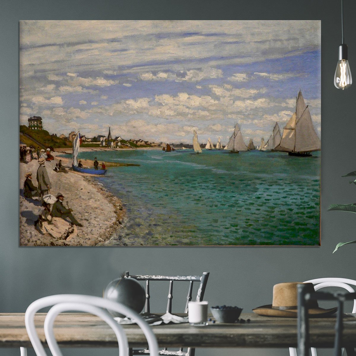 Regatta at St. Adresse by Monet Canvas Print or Poster