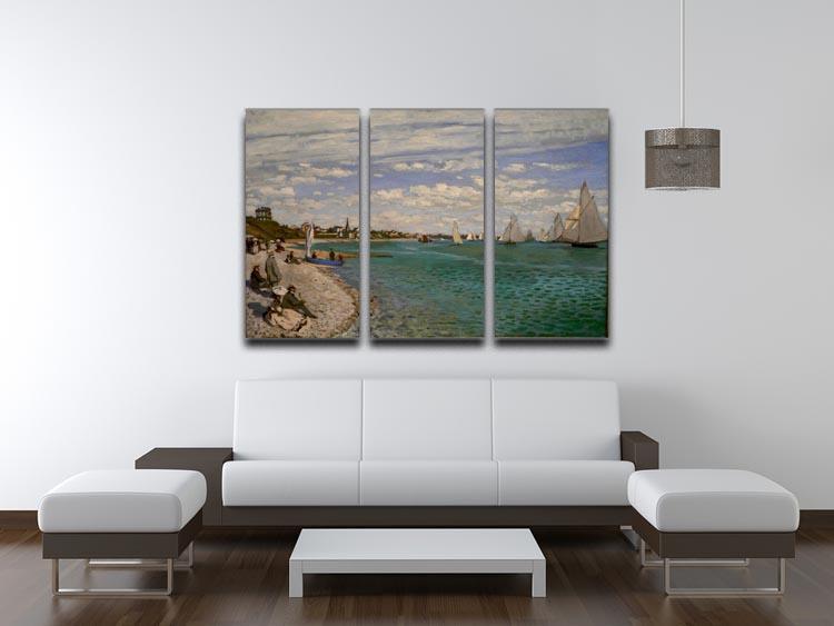 Regatta at St. Adresse by Monet Split Panel Canvas Print - Canvas Art Rocks - 4