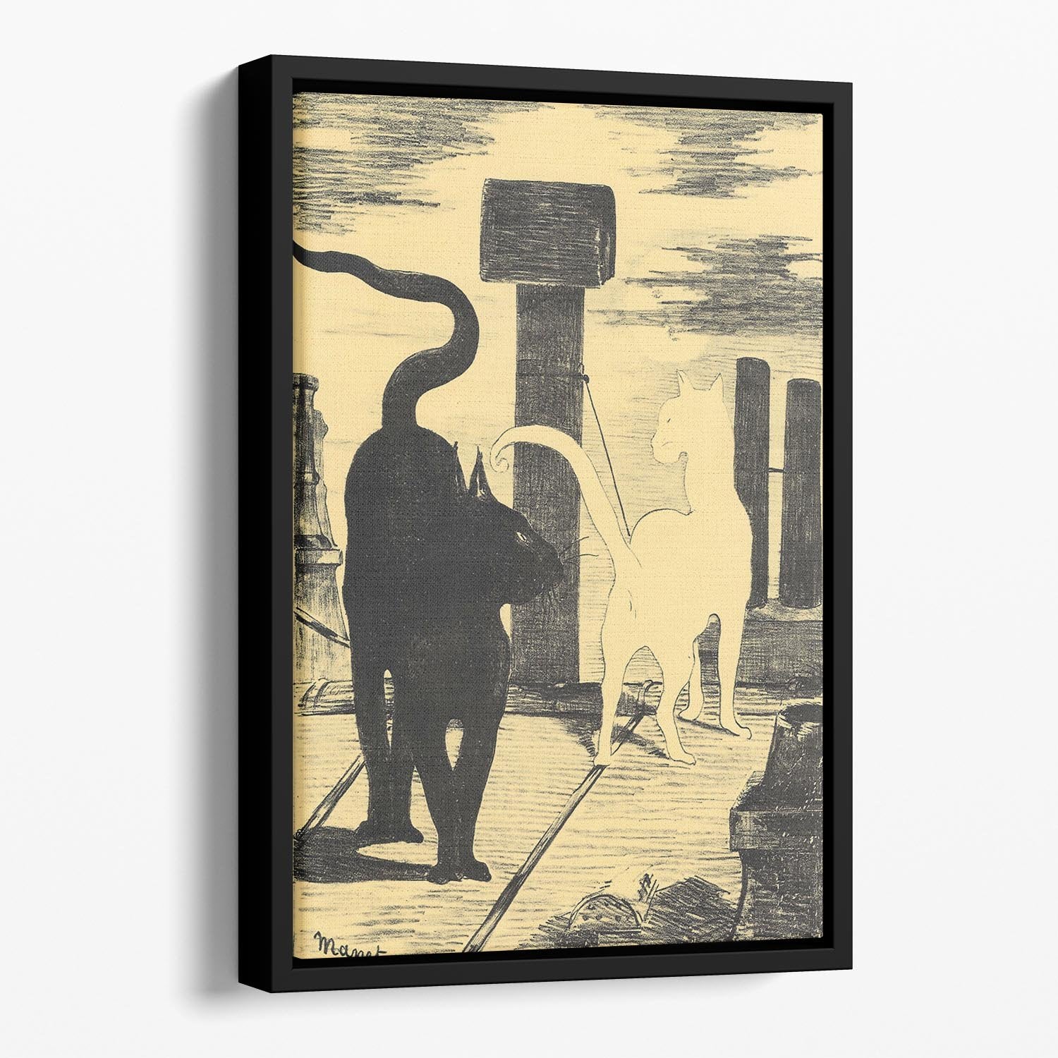 Rendevouz of Cats by Manet Floating Framed Canvas