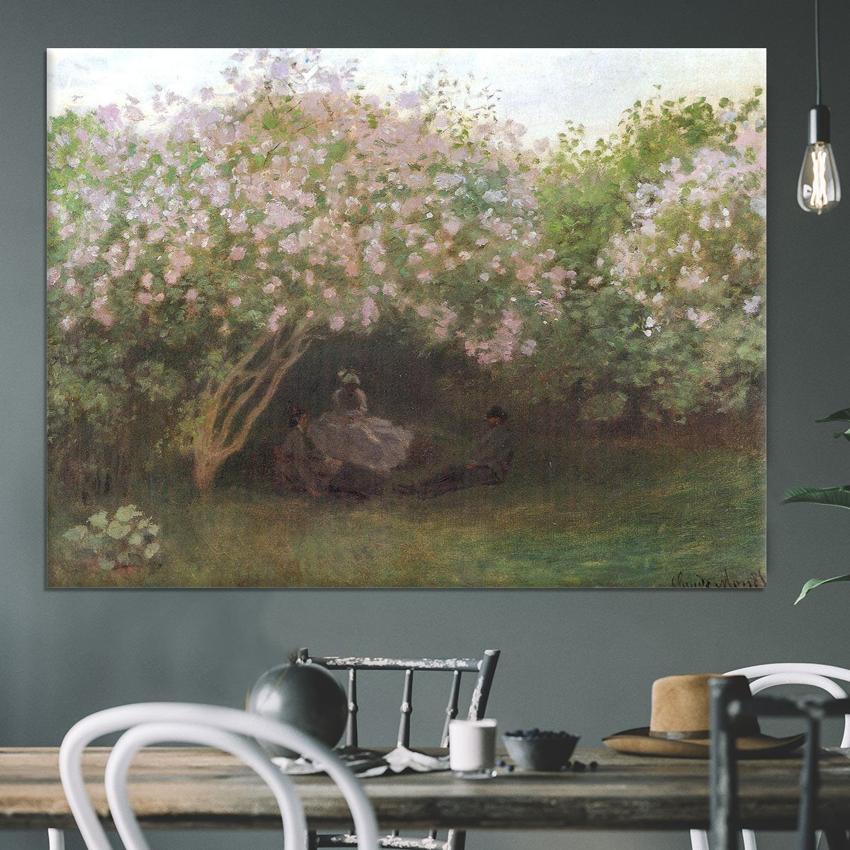 Repos sous les lilas 1872 by Monet Canvas Print or Poster