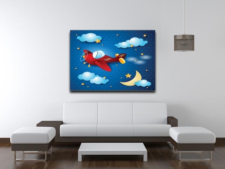 Retro airplane by night Canvas Print or Poster - Canvas Art Rocks - 4
