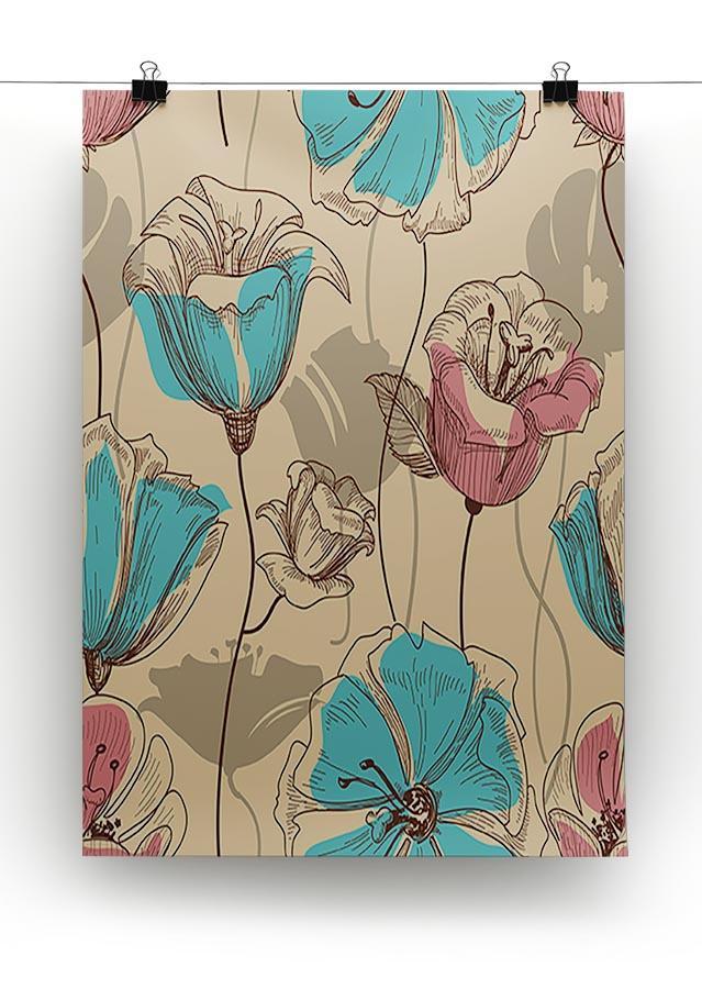 Retro floral seamless pattern Canvas Print or Poster - Canvas Art Rocks - 2