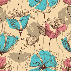 Retro floral seamless pattern Wall Mural Wallpaper - Canvas Art Rocks - 1