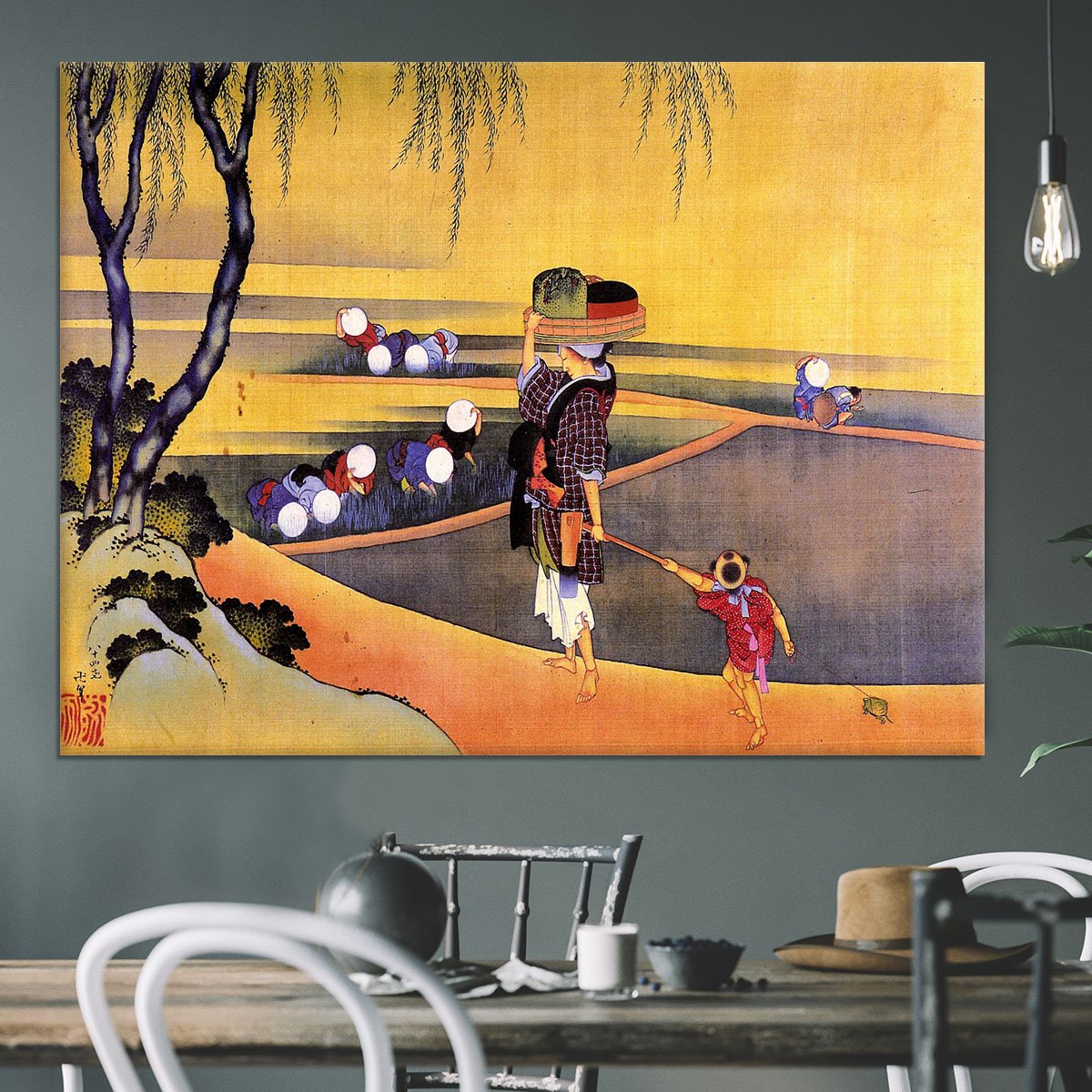 Rice fields by Hokusai Canvas Print or Poster
