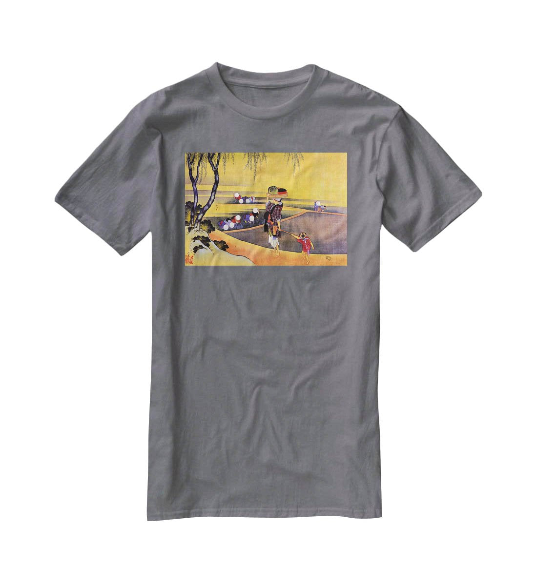 Rice fields by Hokusai T-Shirt - Canvas Art Rocks - 3