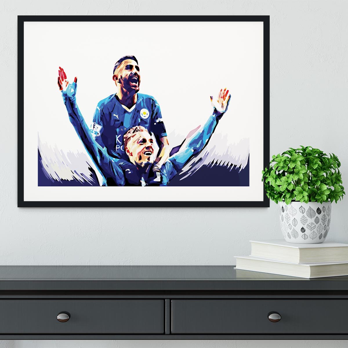 Rihad Mahrez and Jamie Vardy Framed Print - Canvas Art Rocks - 1