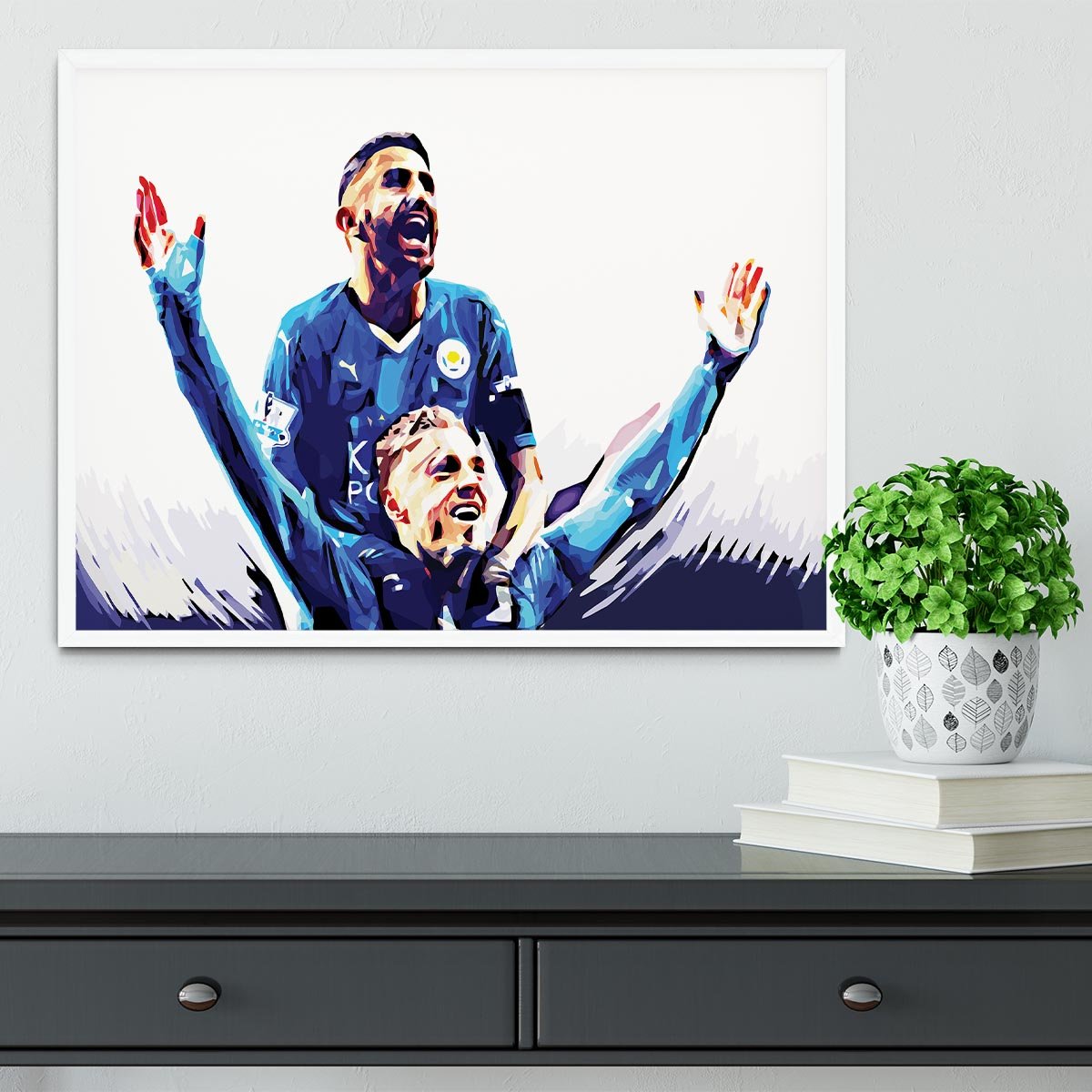 Rihad Mahrez and Jamie Vardy Framed Print - Canvas Art Rocks -6