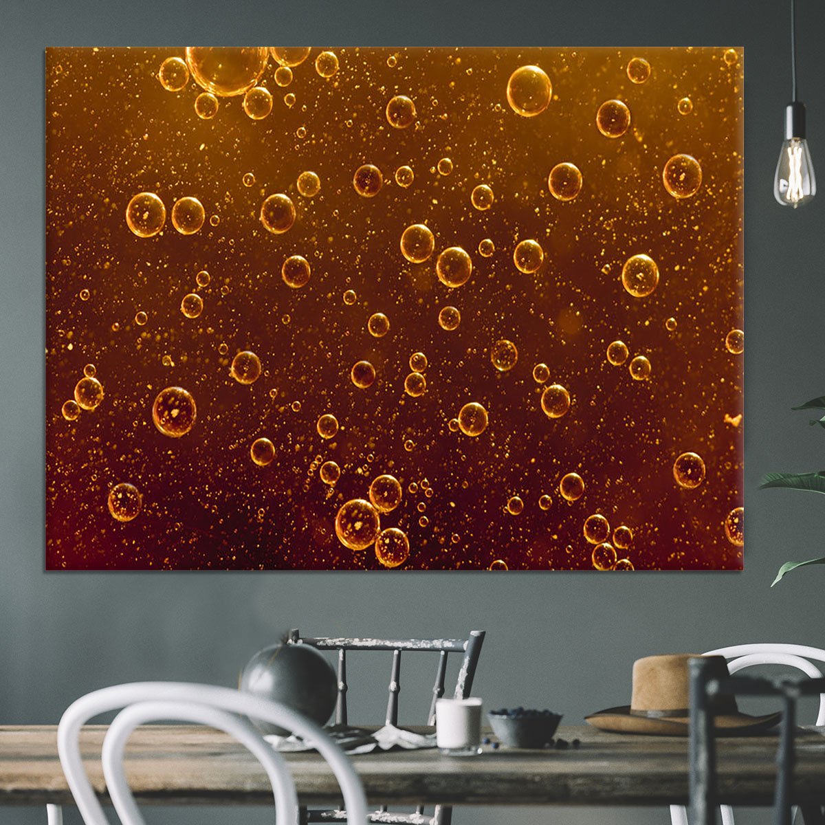 Rising orange bubbles Canvas Print or Poster