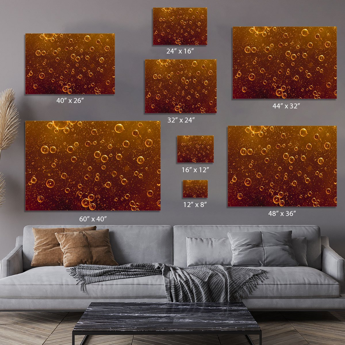 Rising orange bubbles Canvas Print or Poster