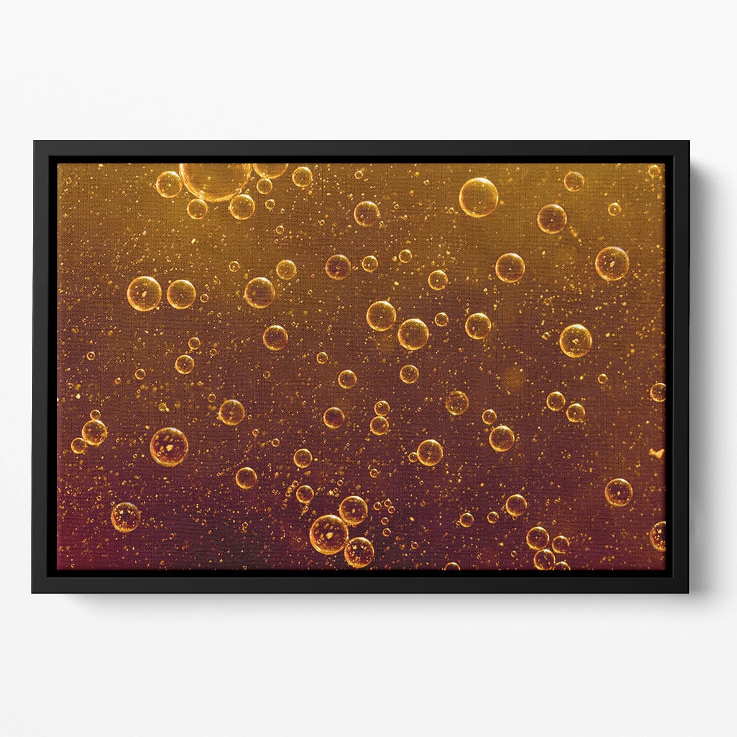 Rising orange bubbles Floating Framed Canvas