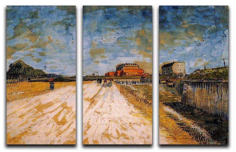 Road Running Beside the Paris Ramparts by Van Gogh 3 Split Panel Canvas Print - Canvas Art Rocks - 4