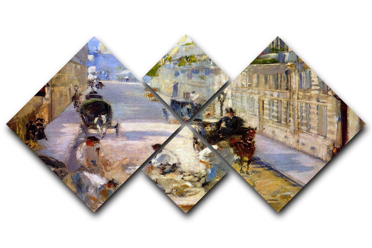 Road workers rue de Berne by Manet 4 Square Multi Panel Canvas  - Canvas Art Rocks - 1