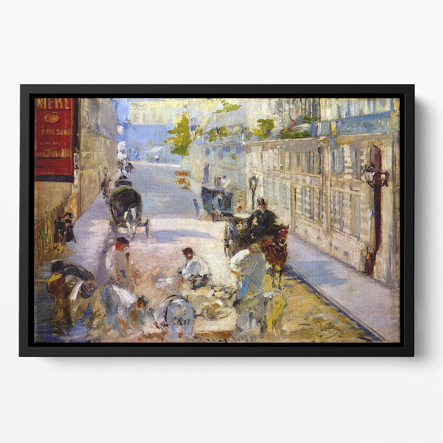 Road workers rue de Berne by Manet Floating Framed Canvas