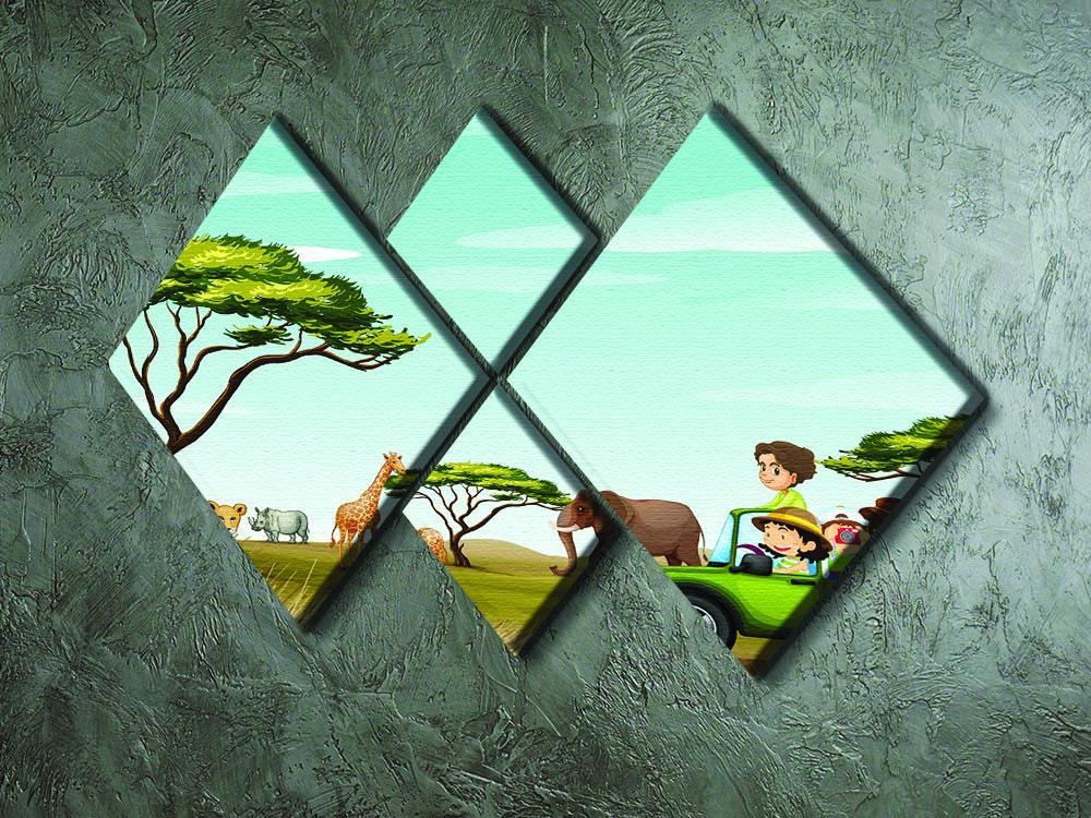 Roadtrip in the field full of animals 4 Square Multi Panel Canvas - Canvas Art Rocks - 2