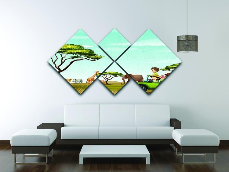 Roadtrip in the field full of animals 4 Square Multi Panel Canvas - Canvas Art Rocks - 3