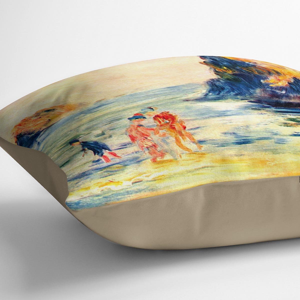 Rock cliffs in Guernsey by Renoir Throw Pillow