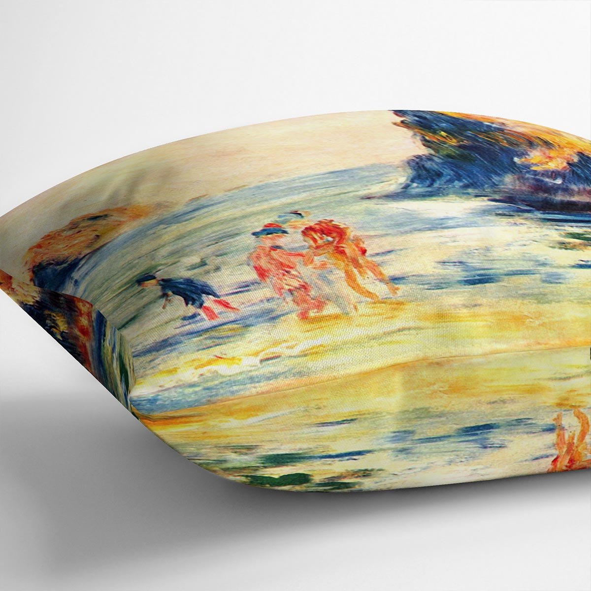 Rock cliffs in Guernsey by Renoir Throw Pillow
